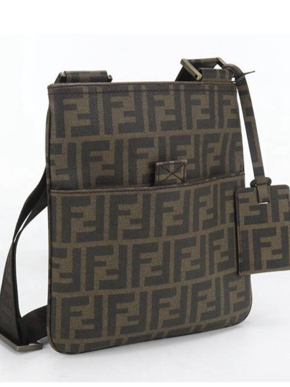 Fendi Brown and Black FF Monogram Crossbody Messenger